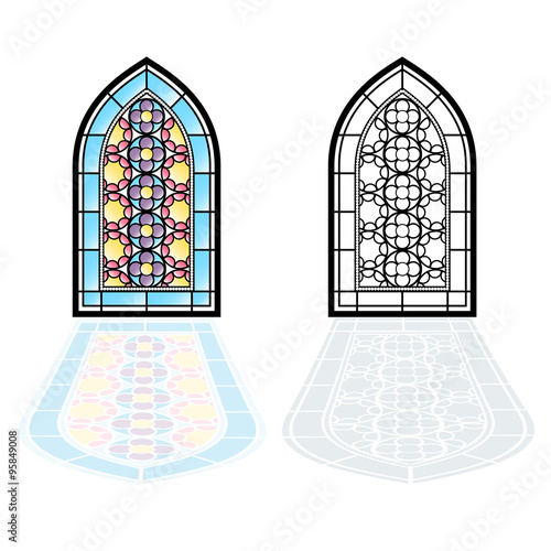Foto Gothic windows. Vintage frames. Church stained-glass windows