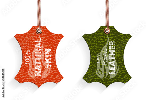 leather labels of different flowers