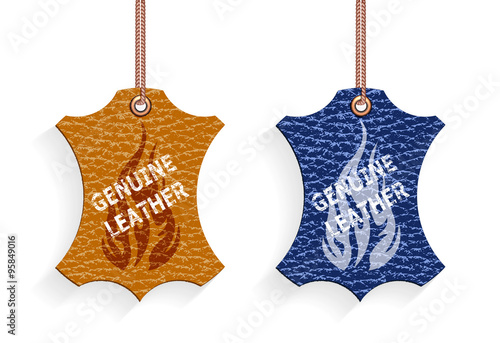 leather labels of different flowers