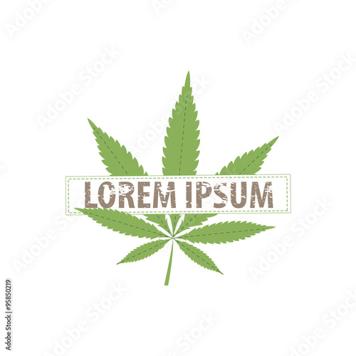 Logo cannabis leaf. Suitable Clothing made from hemp. 