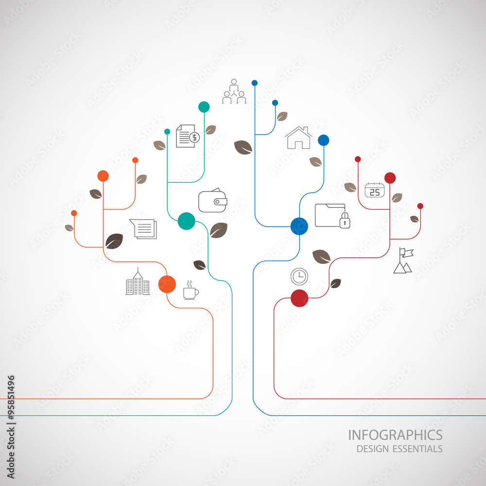 Line tree info graphic design.