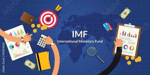 imf international monetary fund concept with team work and graph chart
