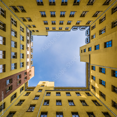 A vertical view of a backyard in Berlin