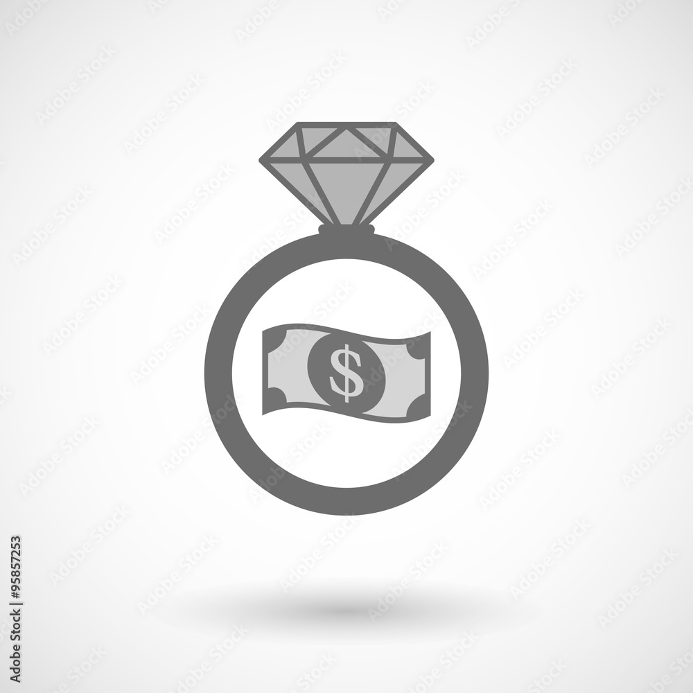 Isolated vector ring icon with a dollar bank note Isolated vector ring icon with a dollar bank note
