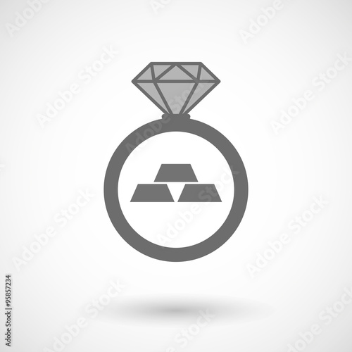 Isolated vector ring icon with three gold bullions