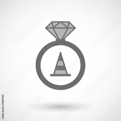 Isolated vector ring icon with a road cone