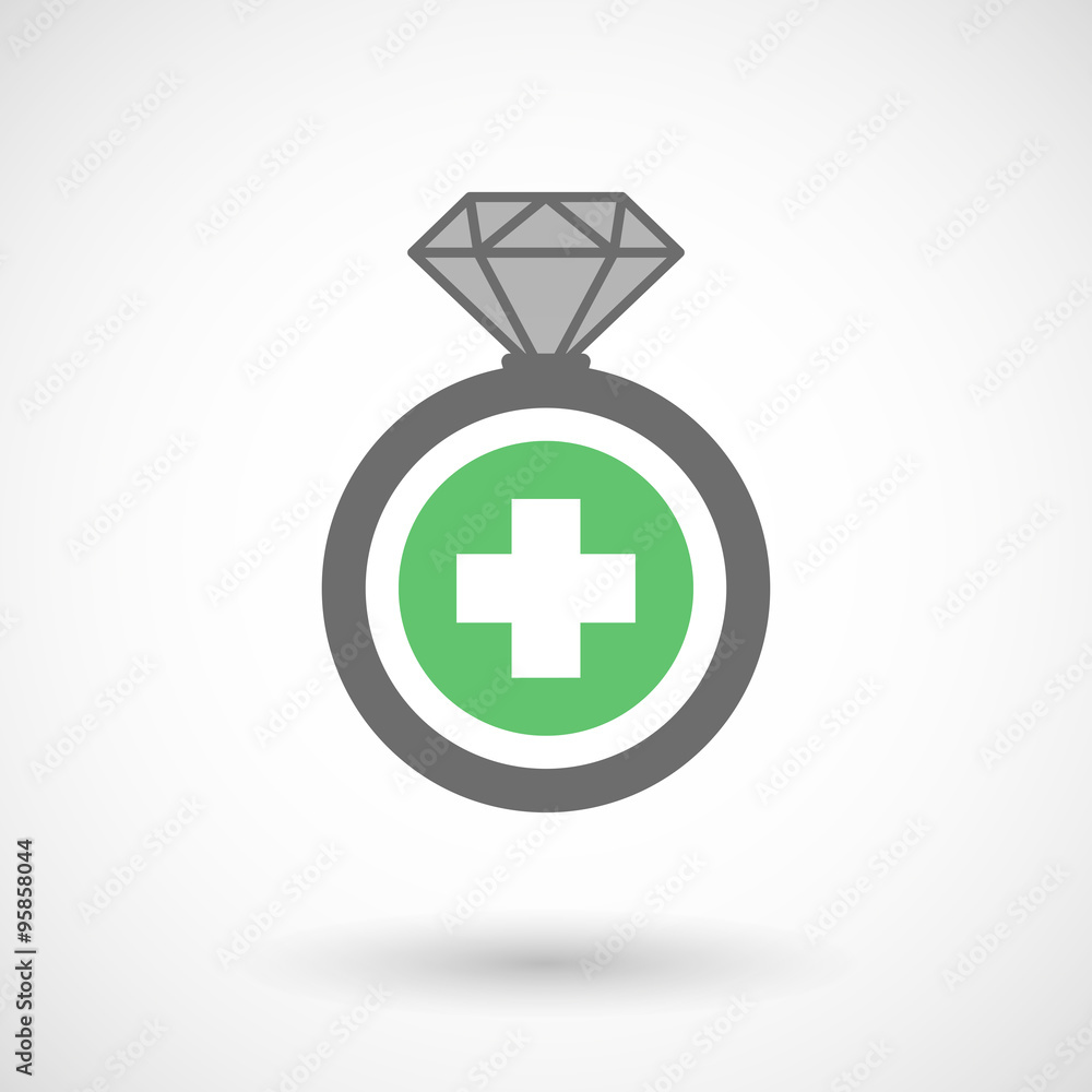 Obraz premium Isolated vector ring icon with a round pharmacy sign