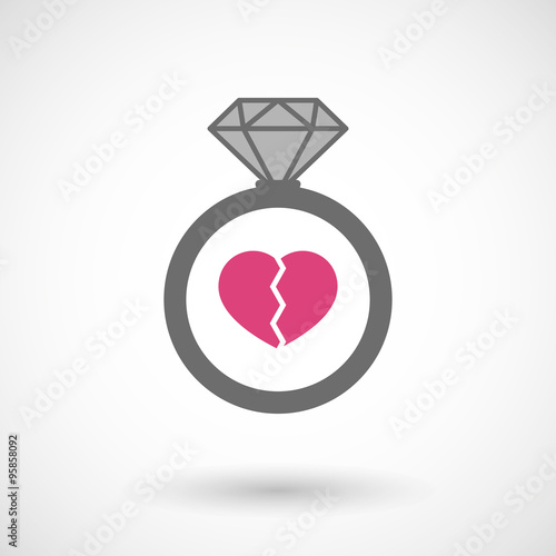 Isolated vector ring icon with a broken heart