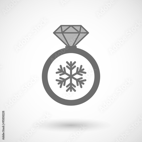 Isolated vector ring icon with a snow flake