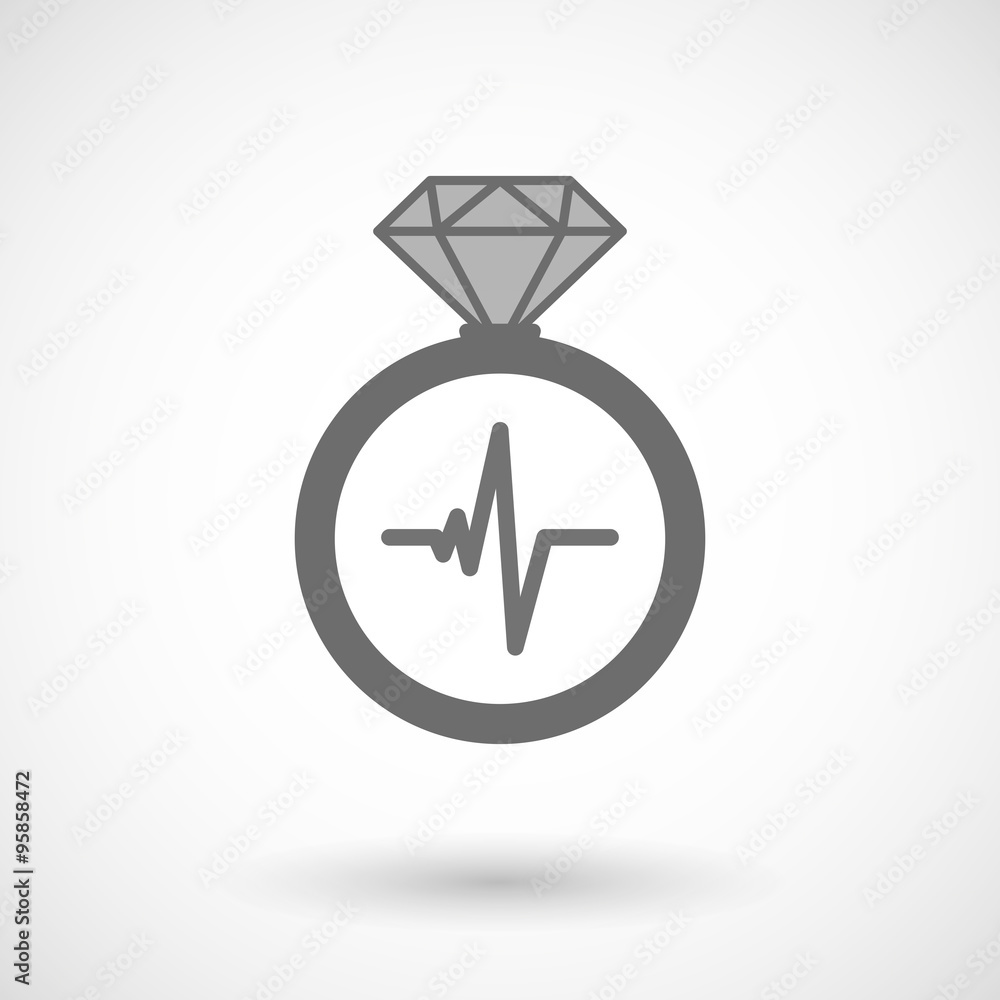 Isolated vector ring icon with a heart beat sign Isolated vector ring icon with a heart beat sign