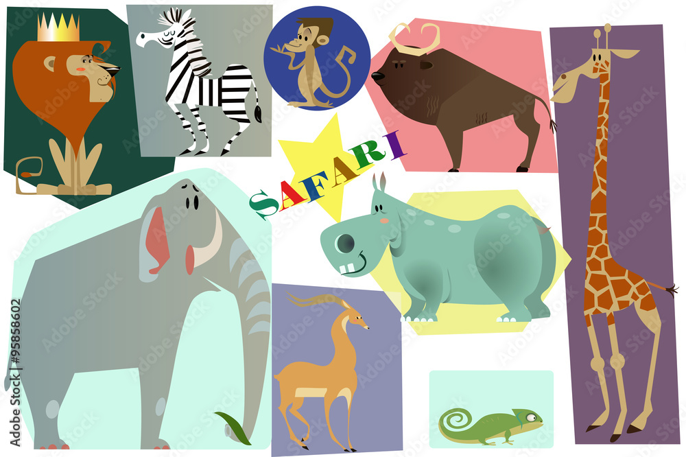 Obraz premium set with safari animals