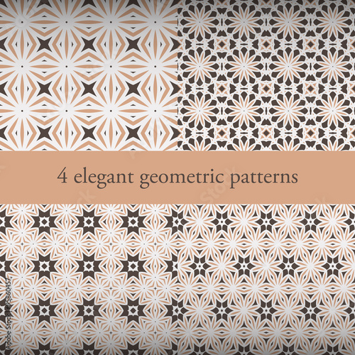 Set of elegant geometric patterns. Can be used for used for wallpaper, pattern fills, web page background, surface texture, textile. Vector illustration.