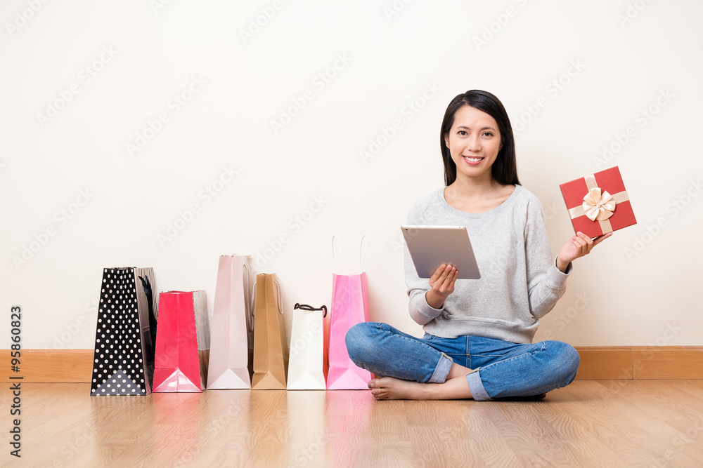 Woman using the digital tablet for online shopping Woman using the digital tablet for online shopping