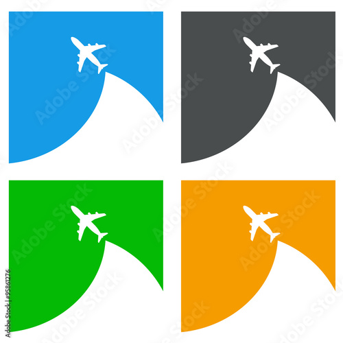 Icono plano avion en varios colores #5
