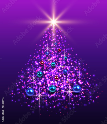 Christmas tree from glittering lights. 