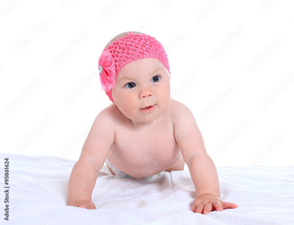 Adorable baby girl on blanket Adorable baby girl on blanket