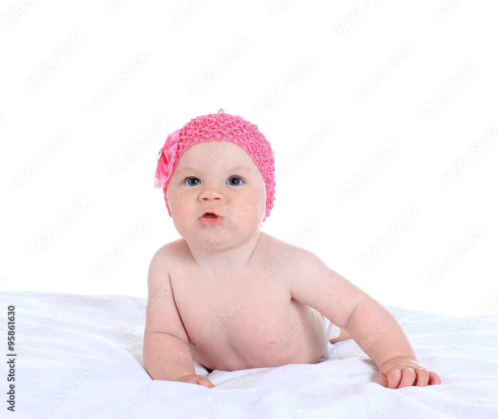 Adorable baby girl on blanket Adorable baby girl on blanket