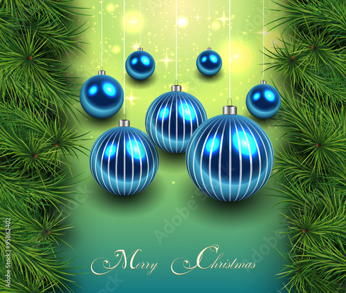 Christmas green background with fir branches