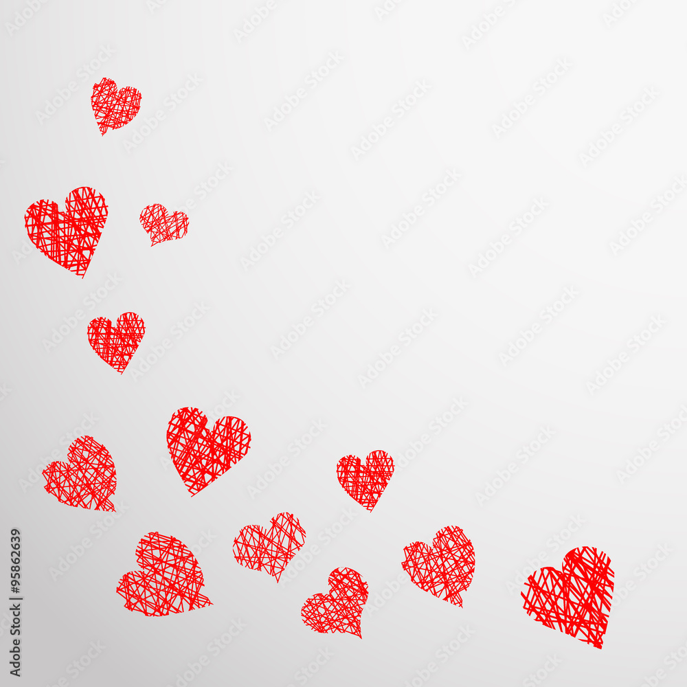 Pattern with hand drawn hearts. St Valentine's day background. Pattern with hand drawn hearts. St Valentine's day background.