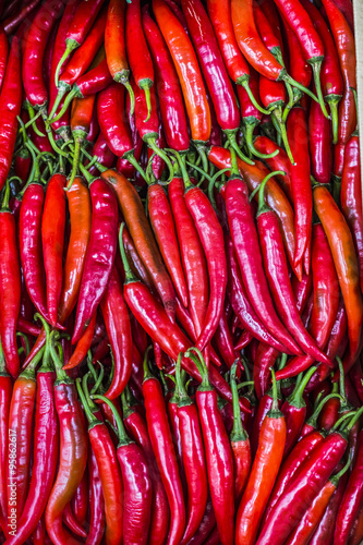 Red chili peppers  closeup view