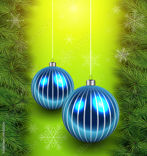 Christmas green background with fir branches