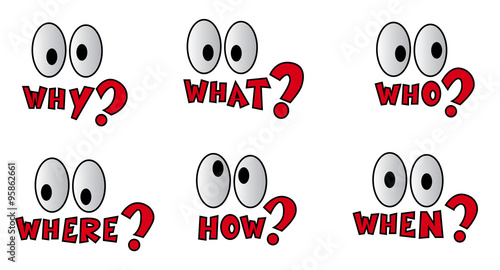 Set of Question Marks with Cartoon Eyes