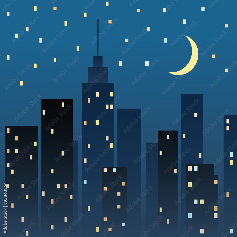 Night cityscape. Vector illustration