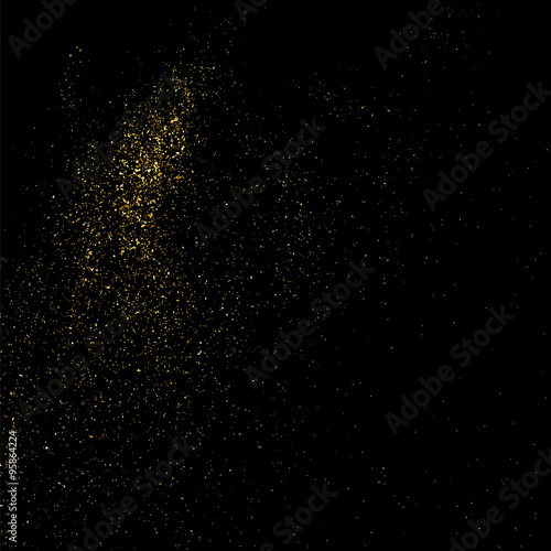 Gold glitter texture on a black background. Golden explosion of confetti. Golden grainy abstract texture on a black background. Design element. Vector illustration,eps 10.