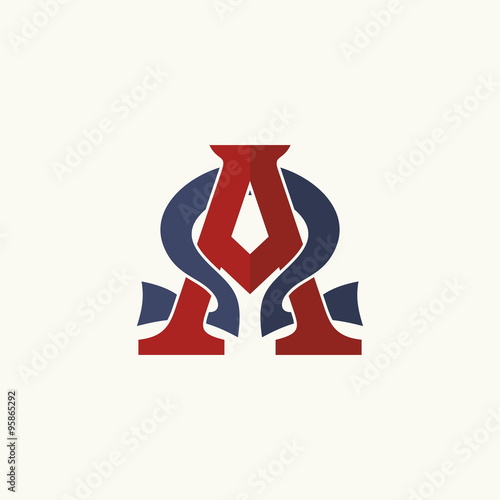 Church logo. Intertwined letters Alpha and Omega