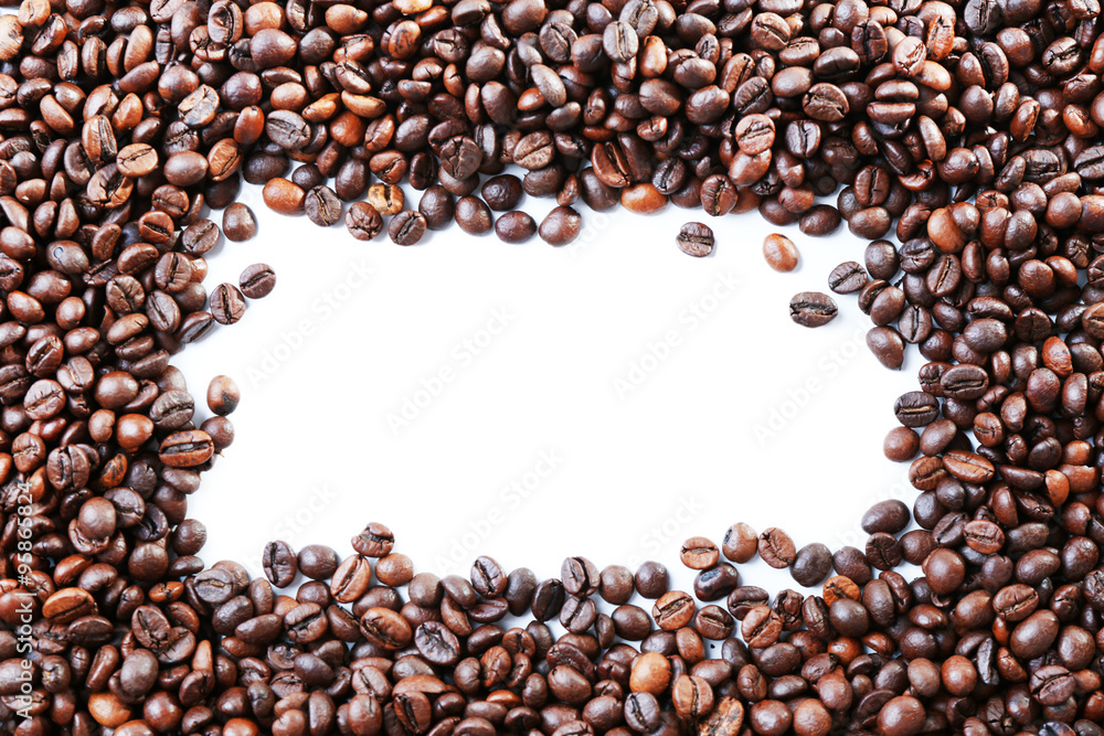 Coffee beans frame on white background Coffee beans frame on white background