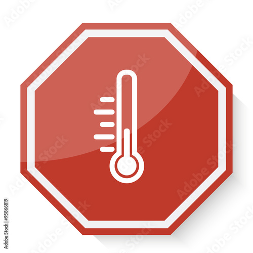 White Temperature icon on red stop sign web app