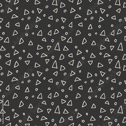 Simple seamless pattern of triangles and circles