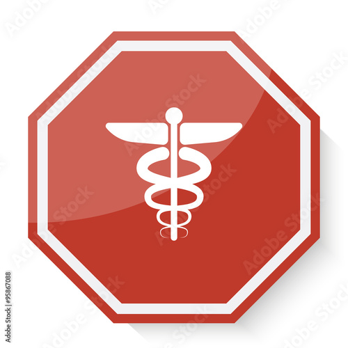 White Medical  icon on red stop sign web app