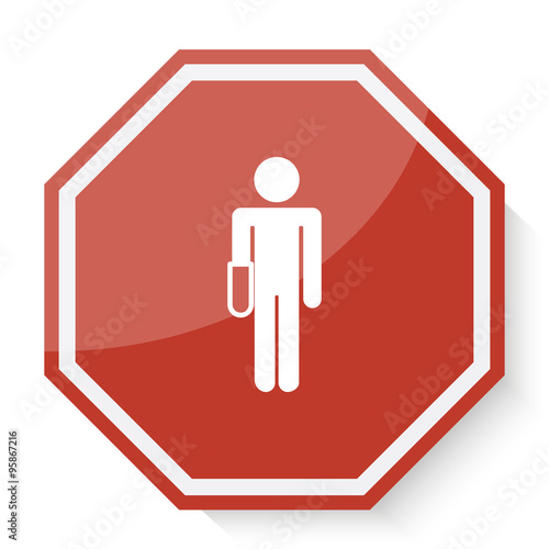 White Hand icon on red stop sign web app