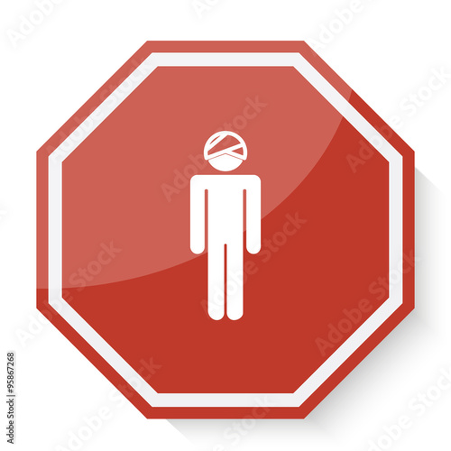 White Head icon on red stop sign web app