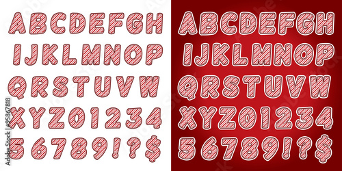 Christmas Candy Cane Alphabet Letters and Numbers