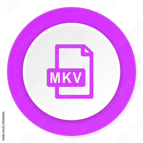 mkv file violet pink circle 3d modern flat design icon on white background