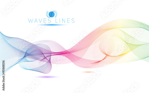 rainbow colorful light waves line bright abstract vector pattern