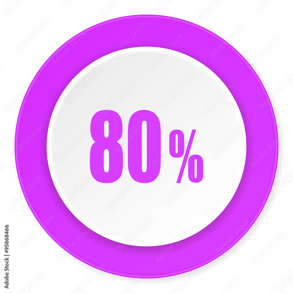 80 percent violet pink circle 3d modern flat design icon on white background 80 percent violet pink circle 3d modern flat design icon on white background