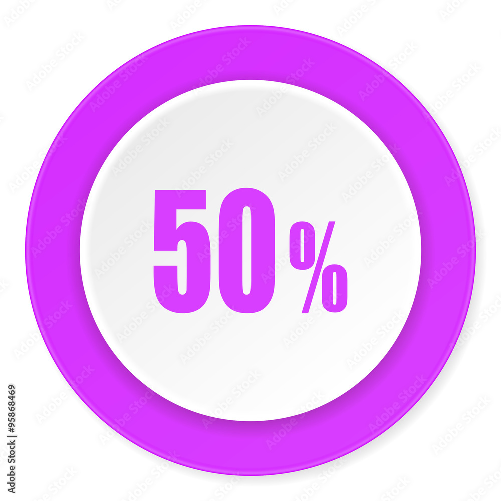 50 percent violet pink circle 3d modern flat design icon on white background 50 percent violet pink circle 3d modern flat design icon on white background