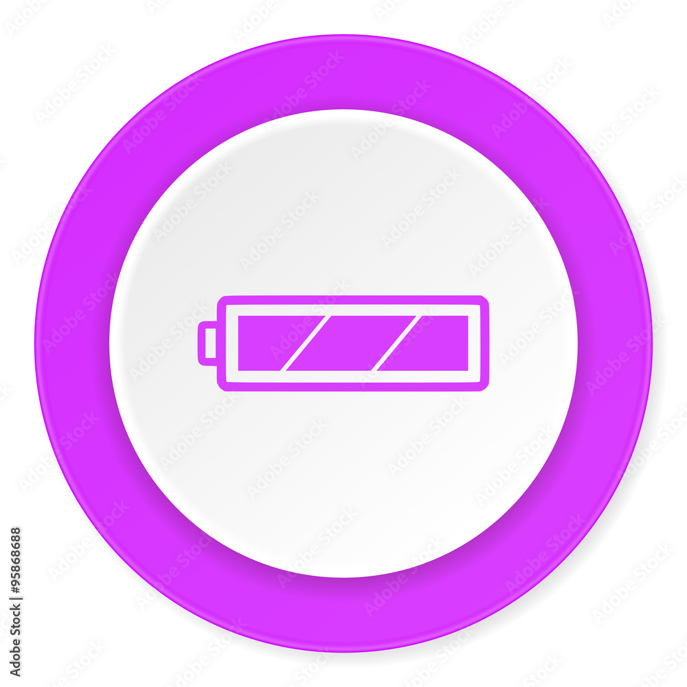battery violet pink circle 3d modern flat design icon on white background battery violet pink circle 3d modern flat design icon on white background