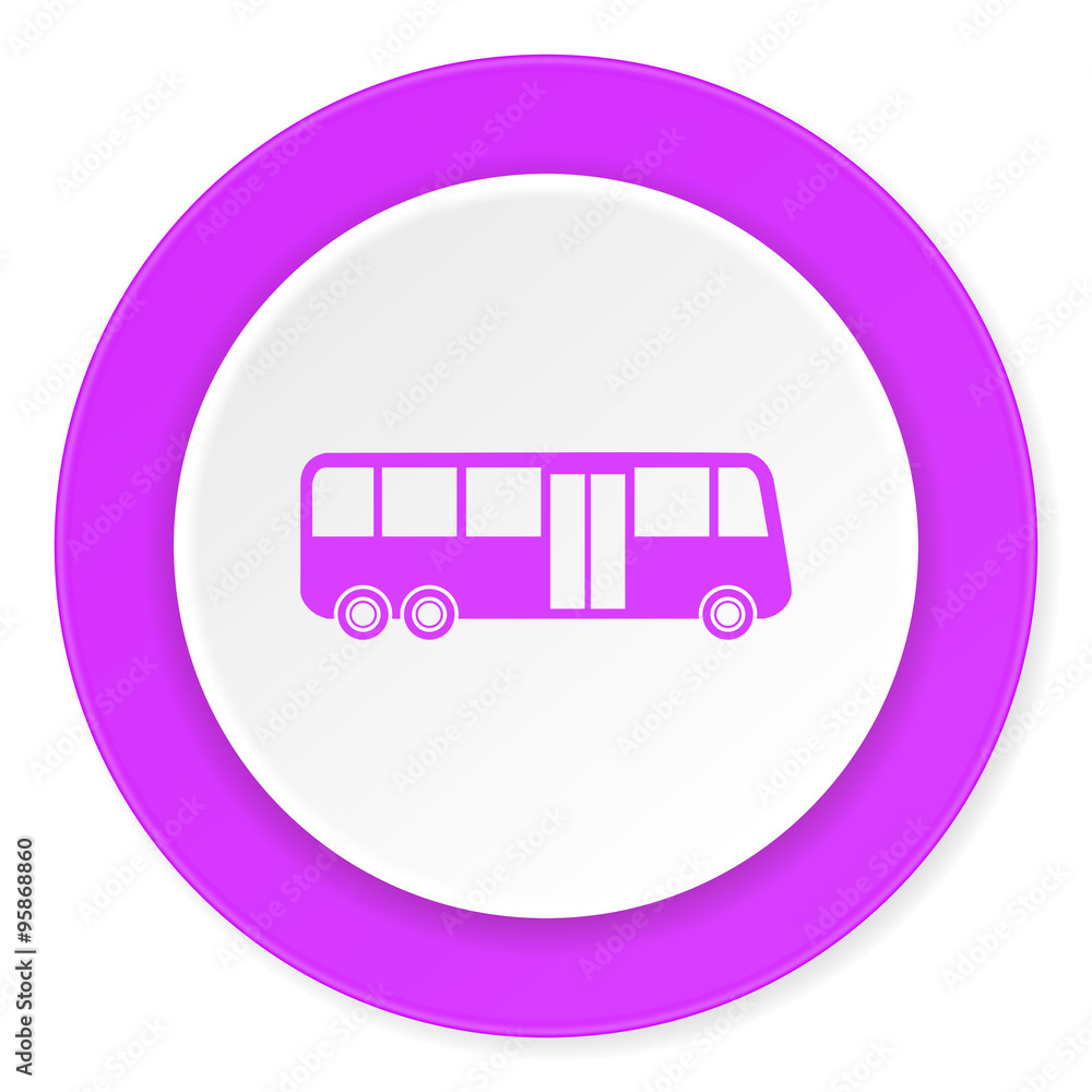 bus violet pink circle 3d modern flat design icon on white background bus violet pink circle 3d modern flat design icon on white background