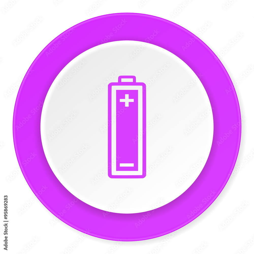battery violet pink circle 3d modern flat design icon on white background battery violet pink circle 3d modern flat design icon on white background