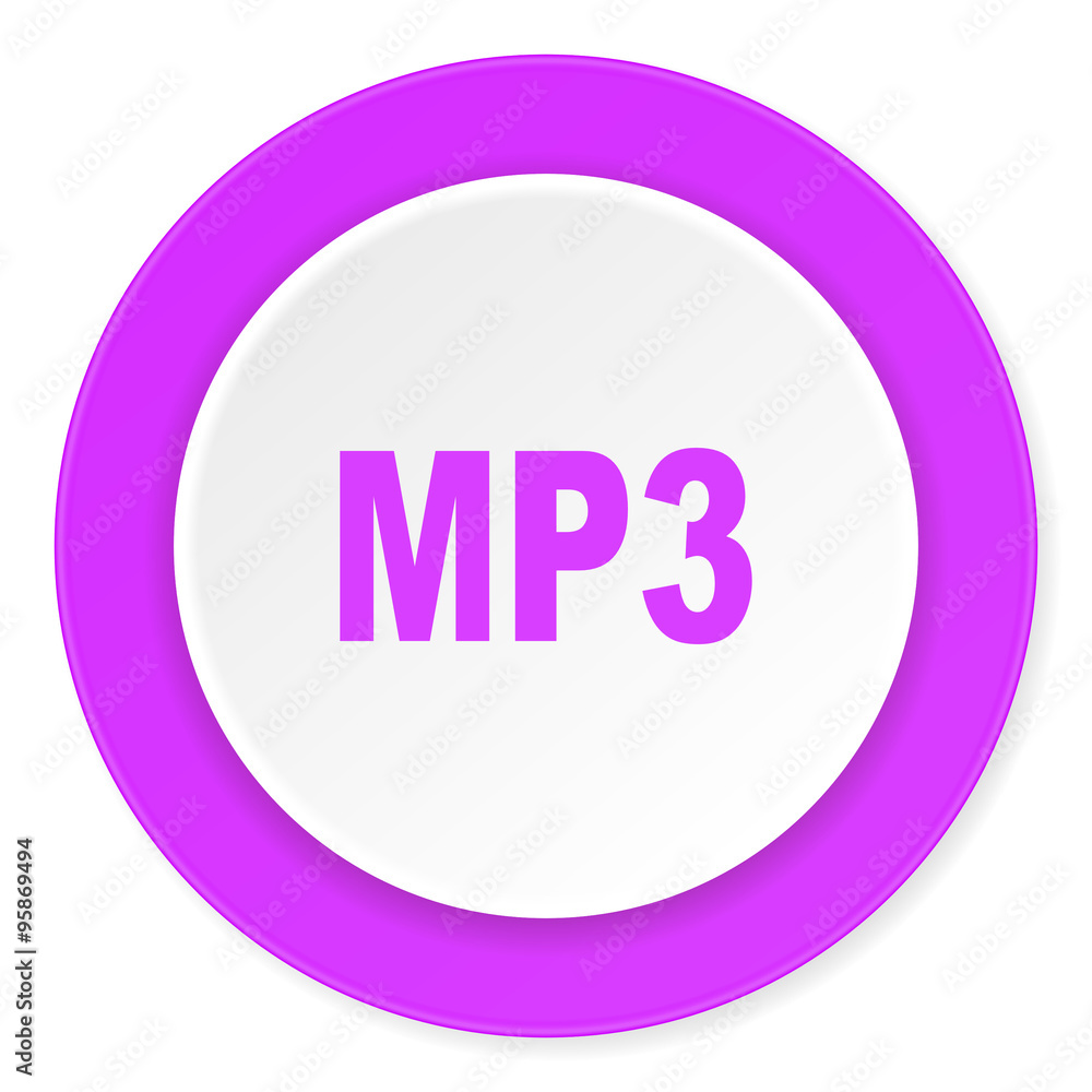 mp3 violet pink circle 3d modern flat design icon on white background mp3 violet pink circle 3d modern flat design icon on white background