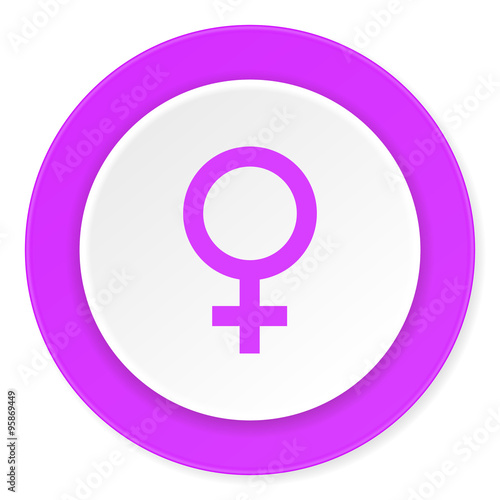 female violet pink circle 3d modern flat design icon on white background