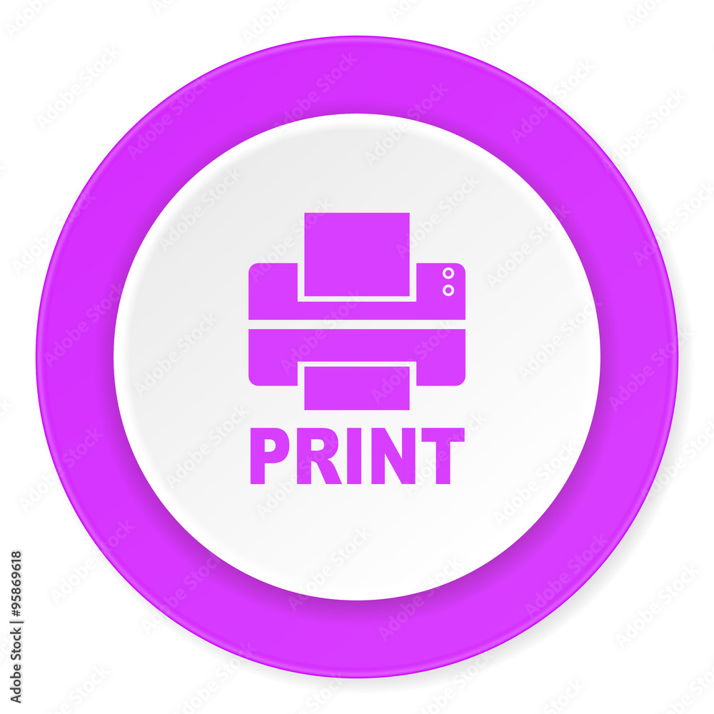 printer violet pink circle 3d modern flat design icon on white background printer violet pink circle 3d modern flat design icon on white background