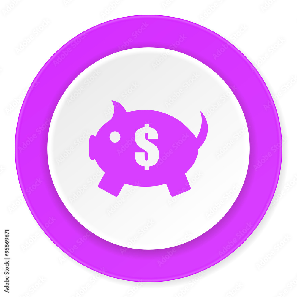 piggy bank violet pink circle 3d modern flat design icon on white background piggy bank violet pink circle 3d modern flat design icon on white background