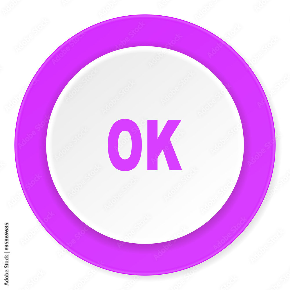 ok violet pink circle 3d modern flat design icon on white background ok violet pink circle 3d modern flat design icon on white background