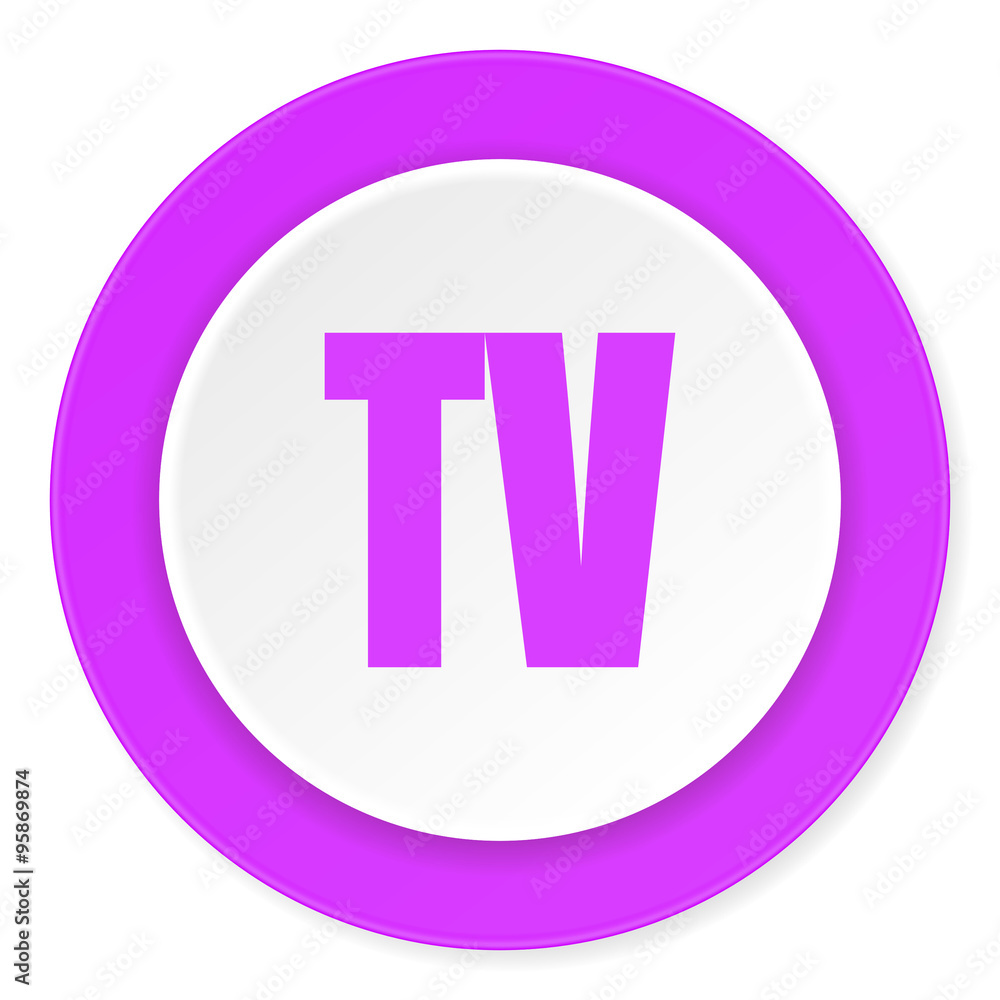 tv violet pink circle 3d modern flat design icon on white background tv violet pink circle 3d modern flat design icon on white background
