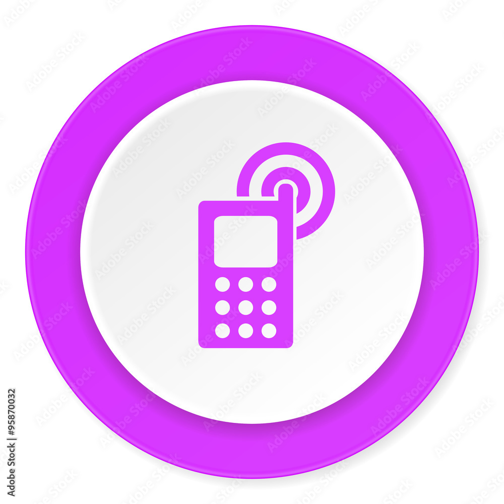 phone violet pink circle 3d modern flat design icon on white background